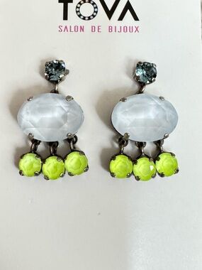 White & Lime Drop Earrings - Women Jewelry